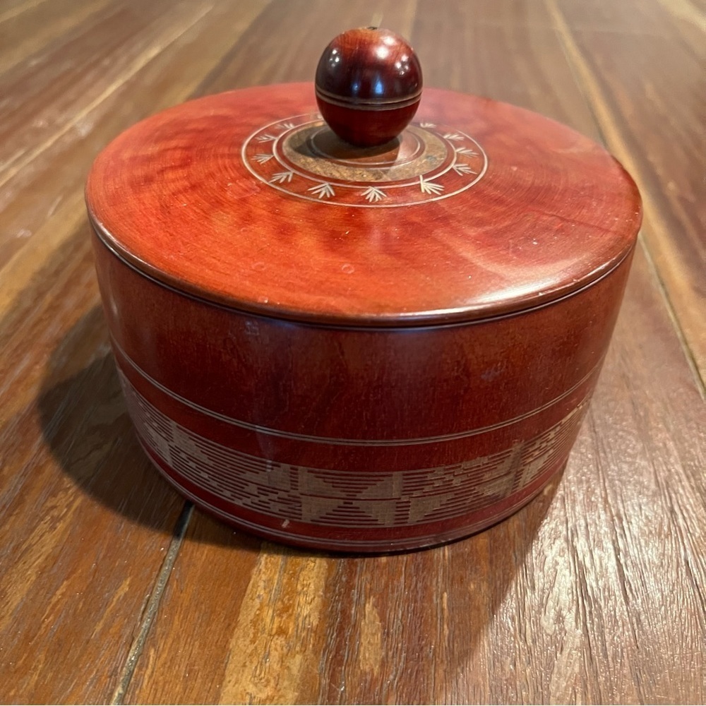 Vintage Hand Carved Wooden Box Trinkets Jewelry Made in Mexico
